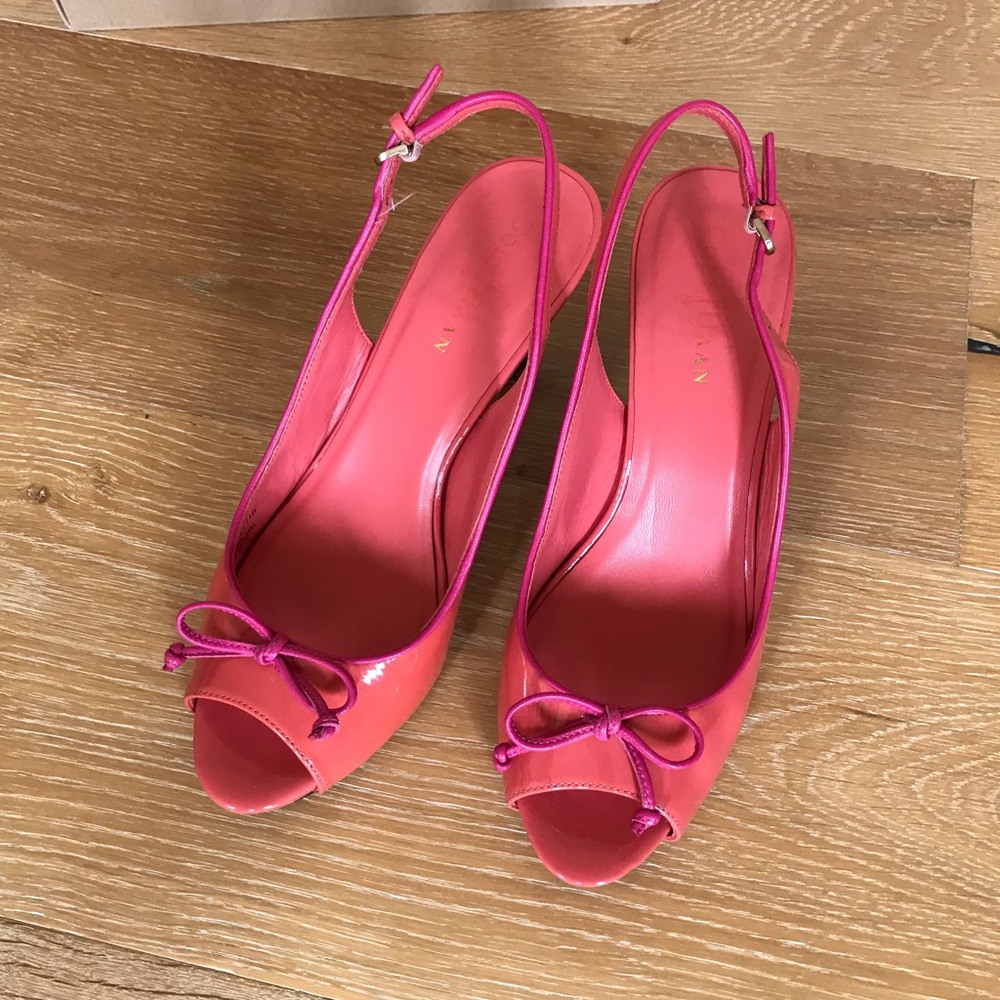 Cole Haan Patent leather slingback peep toe pump